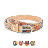 Floral Print Cork Women's Belt Width of 2.8cm