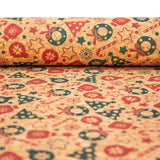 Natural cork Christmas Fabric Collection Christmas pattern COF-325 - CORKADIA