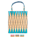Blue Geometric Cork Tote Bag