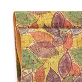 Cork fabric Purple and green leaves pattern COF-282 - CORKADIA