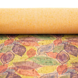 Cork fabric Purple and green leaves pattern COF-282 - CORKADIA