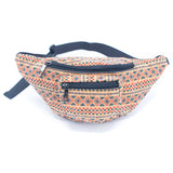 Eco-Friendly Waist Bag: 16 Cork Prints, Multi-pocket