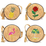 Natural cork leather round crossbody bag