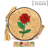 Natural cork leather round crossbody bag