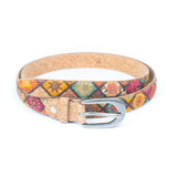 Floral Print Cork Women's Belt Width of 2.8cm L-1026
