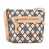 Floral cork leather shoulder bag