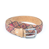 Floral Print Cork Women's Belt Width of 3.3 cm L-1028