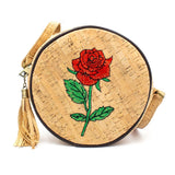 Natural cork leather round crossbody bag