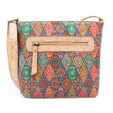 Floral cork leather shoulder bag