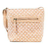 Floral cork leather shoulder bag