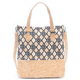 Natural cork women handbag with pattern