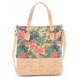 Natural cork women handbag with pattern