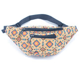 Eco-Friendly Waist Bag: 16 Cork Prints, Multi-pocket