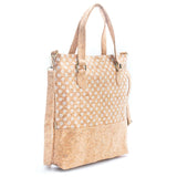 Natural cork women handbag with pattern