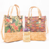 Natural cork women handbag with pattern