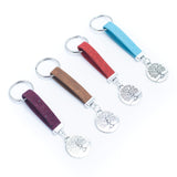 Pendentif arbre simple porte-clés fait main en liège coloré I-065