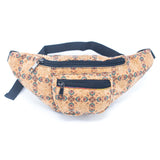 Eco-Friendly Waist Bag: 16 Cork Prints, Multi-pocket