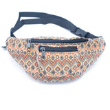 Eco-Friendly Waist Bag: 16 Cork Prints, Multi-pocket
