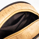 Natural cork leather round crossbody bag