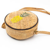 Natural cork leather round crossbody bag