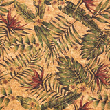 Palm leaves and floral pattern cork fabric for wholesale