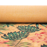 Leaves and flower pattern cork leather fabric COF-396 - CORKADIA