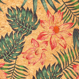 Leaves and flower pattern cork leather fabric COF-396 - CORKADIA