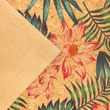 Leaves and flower pattern cork leather fabric COF-396 - CORKADIA