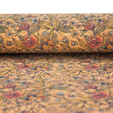 Green leaves and flowers pattern Cork fabric COF-381 - CORKADIA
