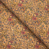 Green leaves and flowers pattern Cork fabric COF-381 - CORKADIA