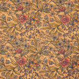 Green leaves and flowers pattern Cork fabric COF-381 - CORKADIA