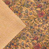 Green leaves and flowers pattern Cork fabric COF-381 - CORKADIA