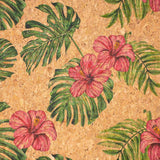 Large flower and palm leaves pattern Cork fabric COF-393 - CORKADIA