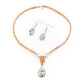 vegan jewelry set with dried flower pendant and earrings