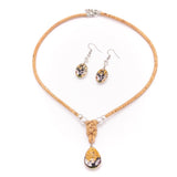 Vegan jewelry set pendant and earrings SET-080