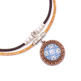 Ceramic tile pattern pendant handmade necklace N-205-B-5