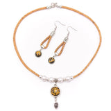 Dried flower pendant and earrings SET-079-4