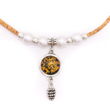Dried flower pendant and earrings SET-079-4