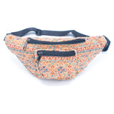 Eco-Friendly Waist Bag: 16 Cork Prints, Multi-pocket