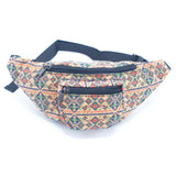 Eco-Friendly Waist Bag: 16 Cork Prints, Multi-pocket