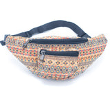 Eco-Friendly Waist Bag: 16 Cork Prints, Multi-pocket