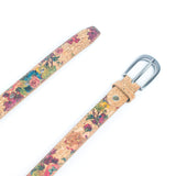 Floral Print Cork Women's Belt Width of 2.8cm L-1026