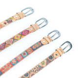 Floral Print Cork Women's Belt Width of 2.8cm L-1026