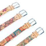 Floral Print Cork Women's Belt Width of 3.3 cm L-1028