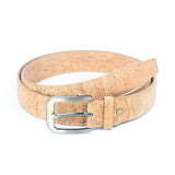 Men's Cork Leather Belt Width 3.3cm Black Metal Buckle L-525