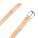 Men's Cork Leather Belt Width 3.3cm Black Metal Buckle L-525