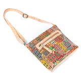 Floral cork leather shoulder bag