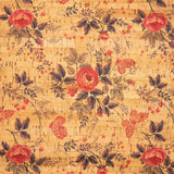 Red flowers and butterflies pattern cork leather fabric COF-263 - CORKADIA
