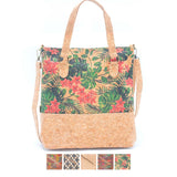 Natural cork women handbag with pattern