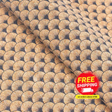 Black Fan Leaf Patterned Cork Fabric Cof-415-A Cork Fabric